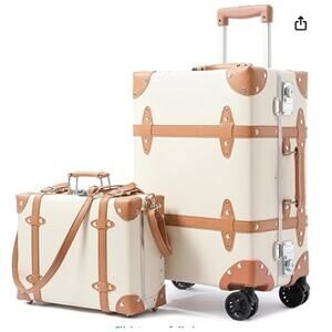 NEW Vintage PU Leather Luggage Set, Retro Trunk Suitcase